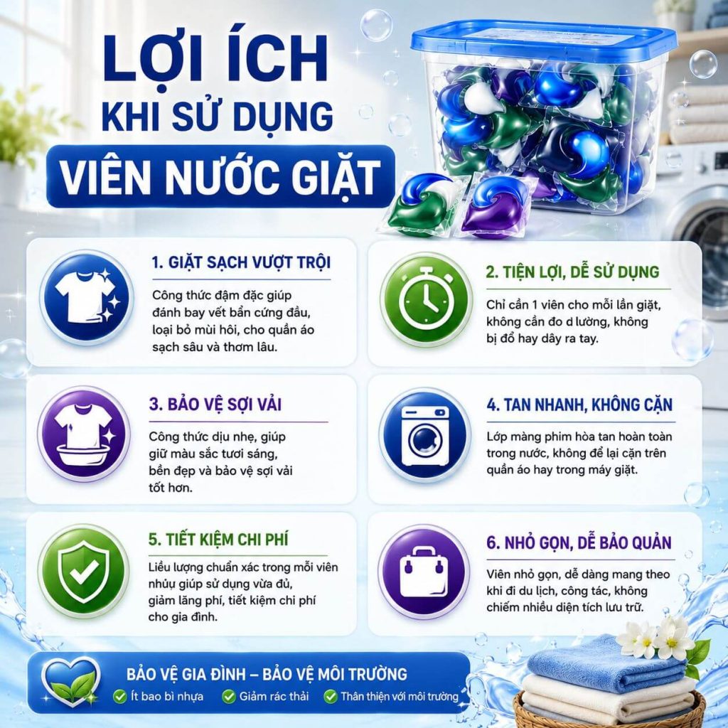 Lợi ích khi sử dụng viên nước giặt 