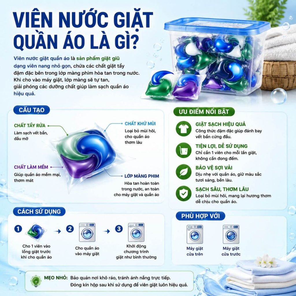 Viên nước giặt quần áo là gì?