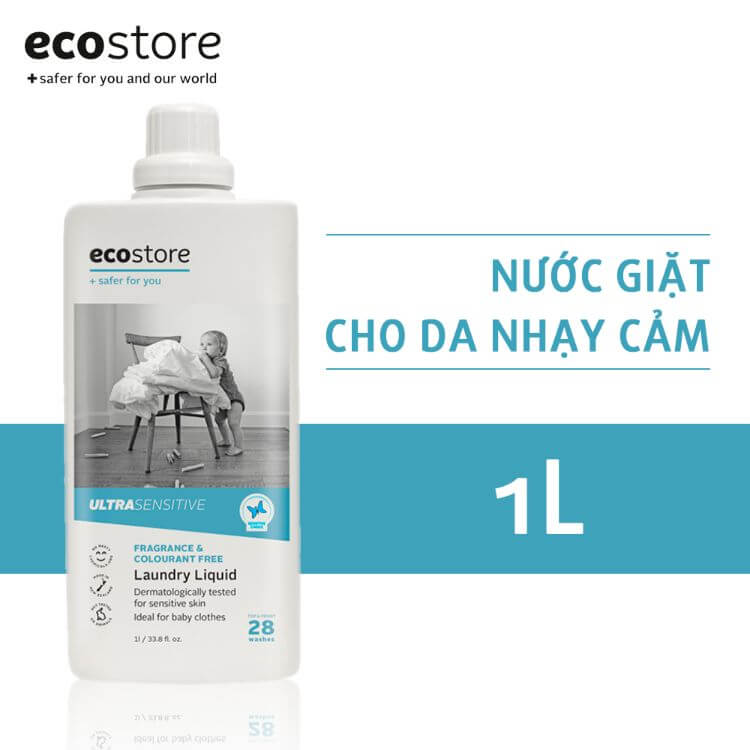 Nước giặt Ecostore phù hợp với làn da nhạy cảm, da em bé