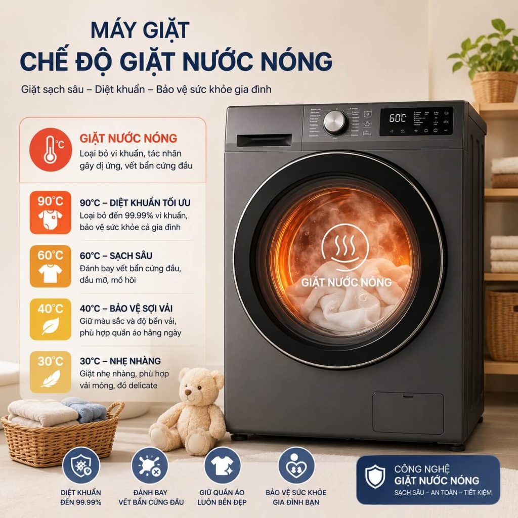 Ưu điểm và nhược điểm của việc sử dụng máy giặt nước nóng 