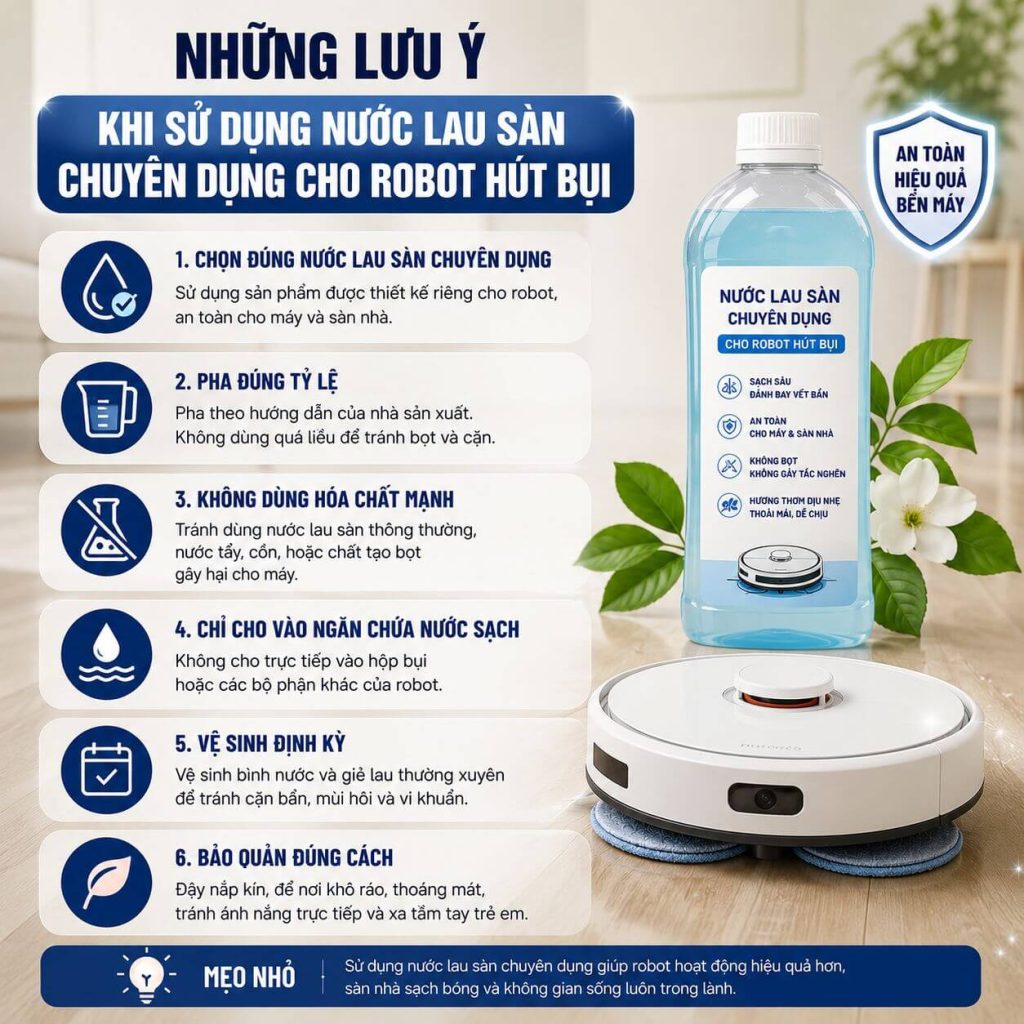 Có nên sử dụng nước lau sàn cho robot hút bụi?
