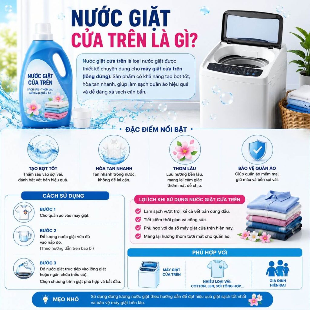 Nước giặt cửa trên là gì? Cách chọn nước giặt phù hợp