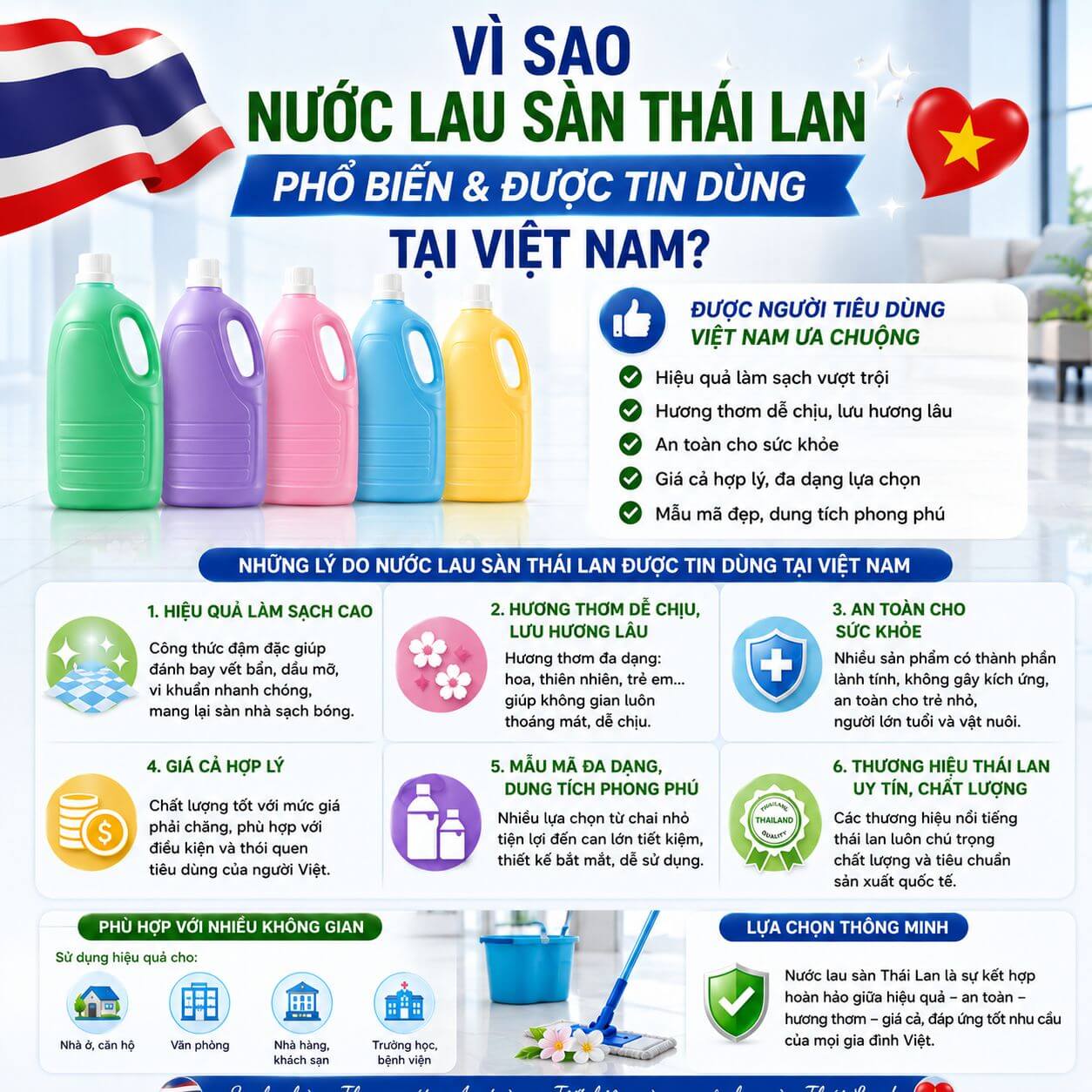 Top 5 most popular Thai floor cleaners in Vietnam
