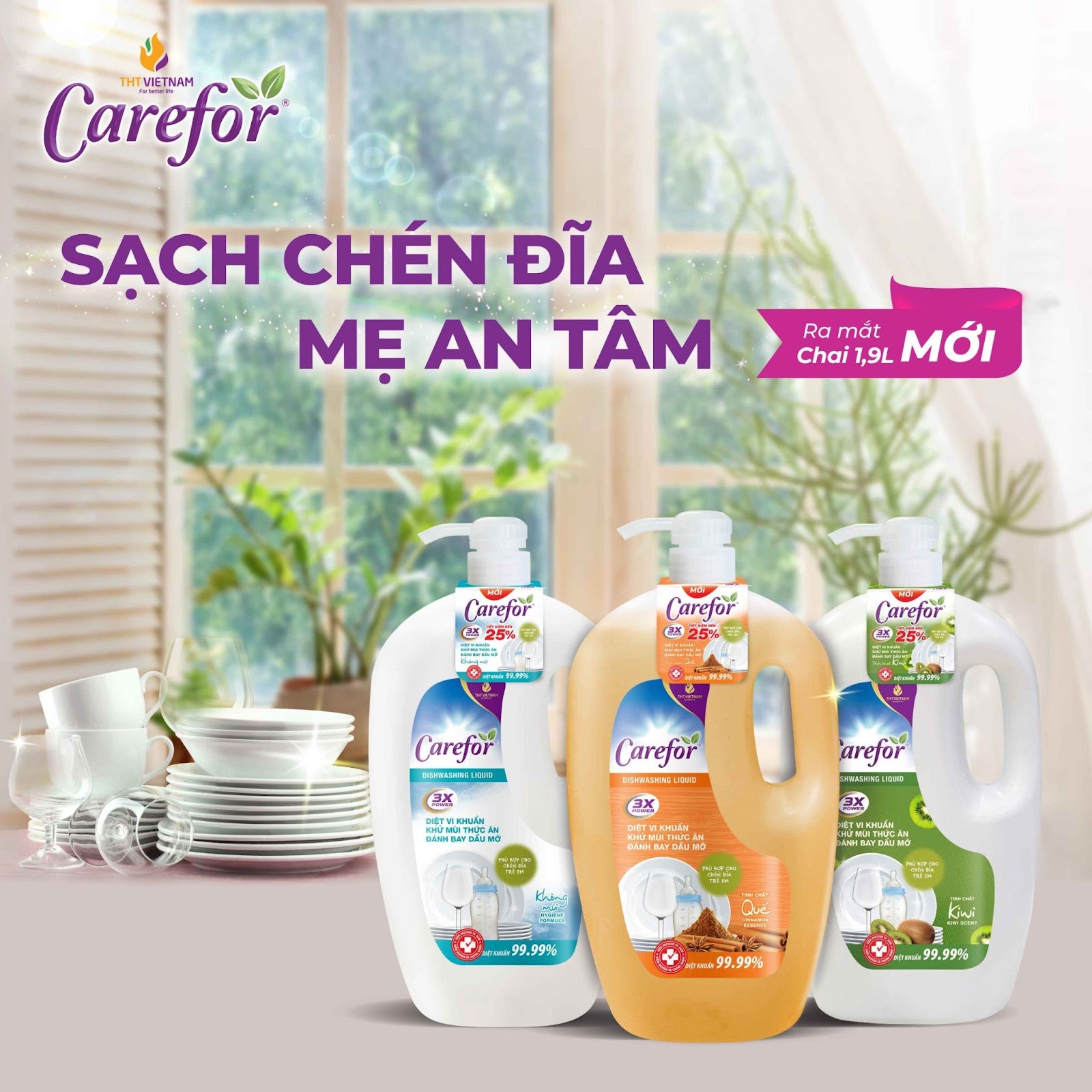 THT VIỆT NAM RA MẮT MẪU CHAI NƯỚC RỬA CHÉN CAREFOR 1,9L MỚI