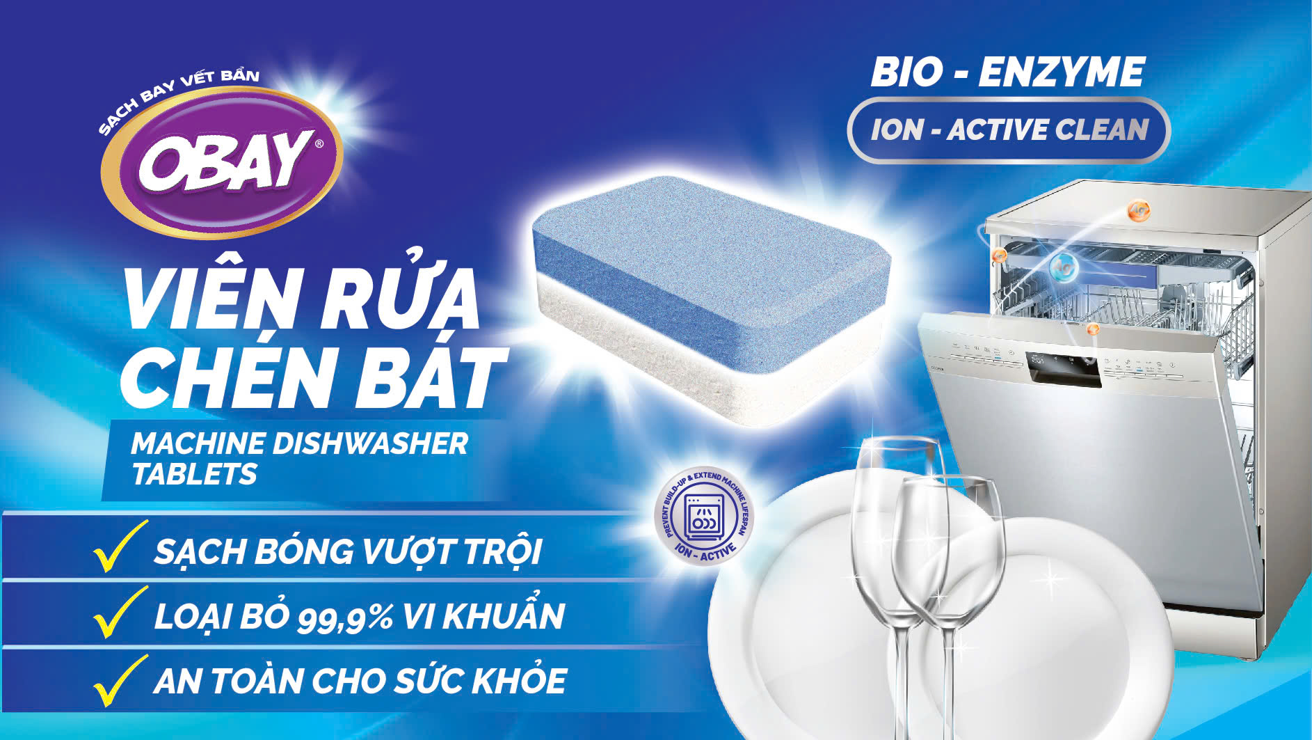 SẢN PHẨM MỚI: Viên Rửa Chén Bát OBAY – Sạch bóng chén đĩa, bảo vệ máy tối ưu